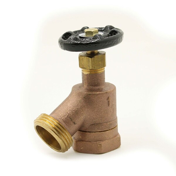 Thrifco Plumbing 1 Inch FIP x 3/4 Inch GHT Brass Bent Nose Garden Valve, ARROWH 6415110 - main